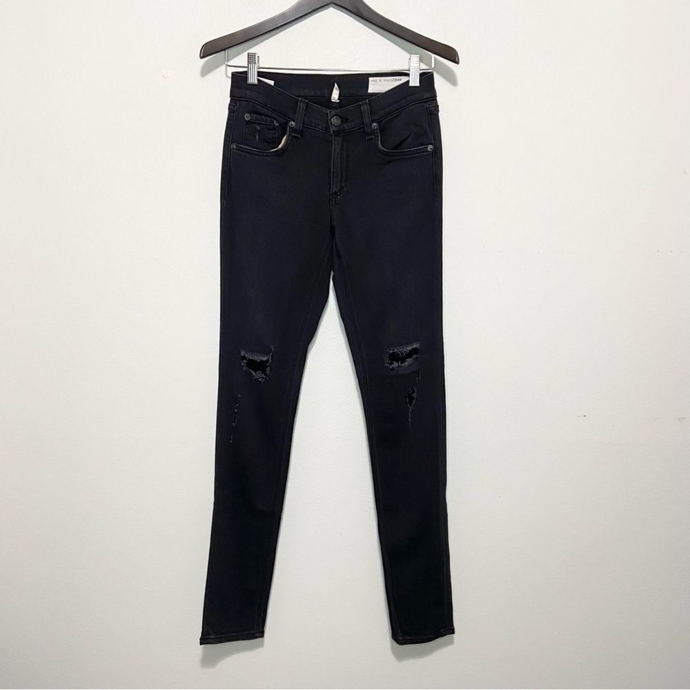 Rag & Bone Black Distressed Low Rise Skinny Jeans